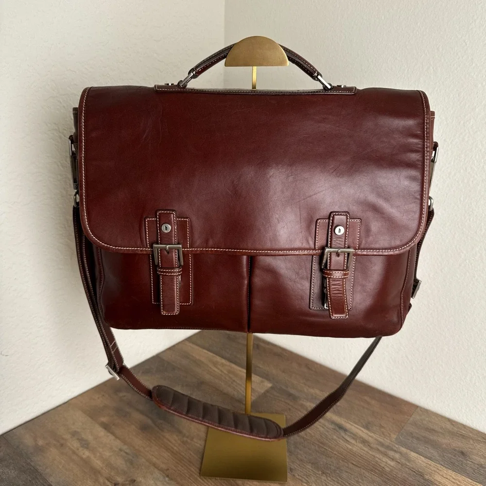 Hartmann Vintage Leather Messenger Bag Brown Briefcase Satchel Laptop Crossbody